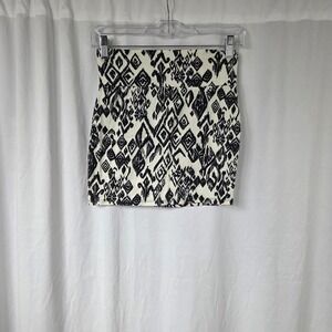 Chocolate Skirt Womens Small White Black Tribal Print Stretch Pencil Mini